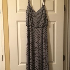 Adriana Papell Gray/Silver Beaded Dress